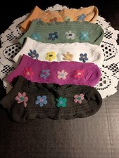 Set/5 Pair Multi-Color Ladies/Girls Ankle Socks-Polyester  Spandex-One Size