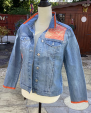 Denim Jacket Upcycled Unique Med Uk 10 - 14 Designer Biker Student Hippy Boho O