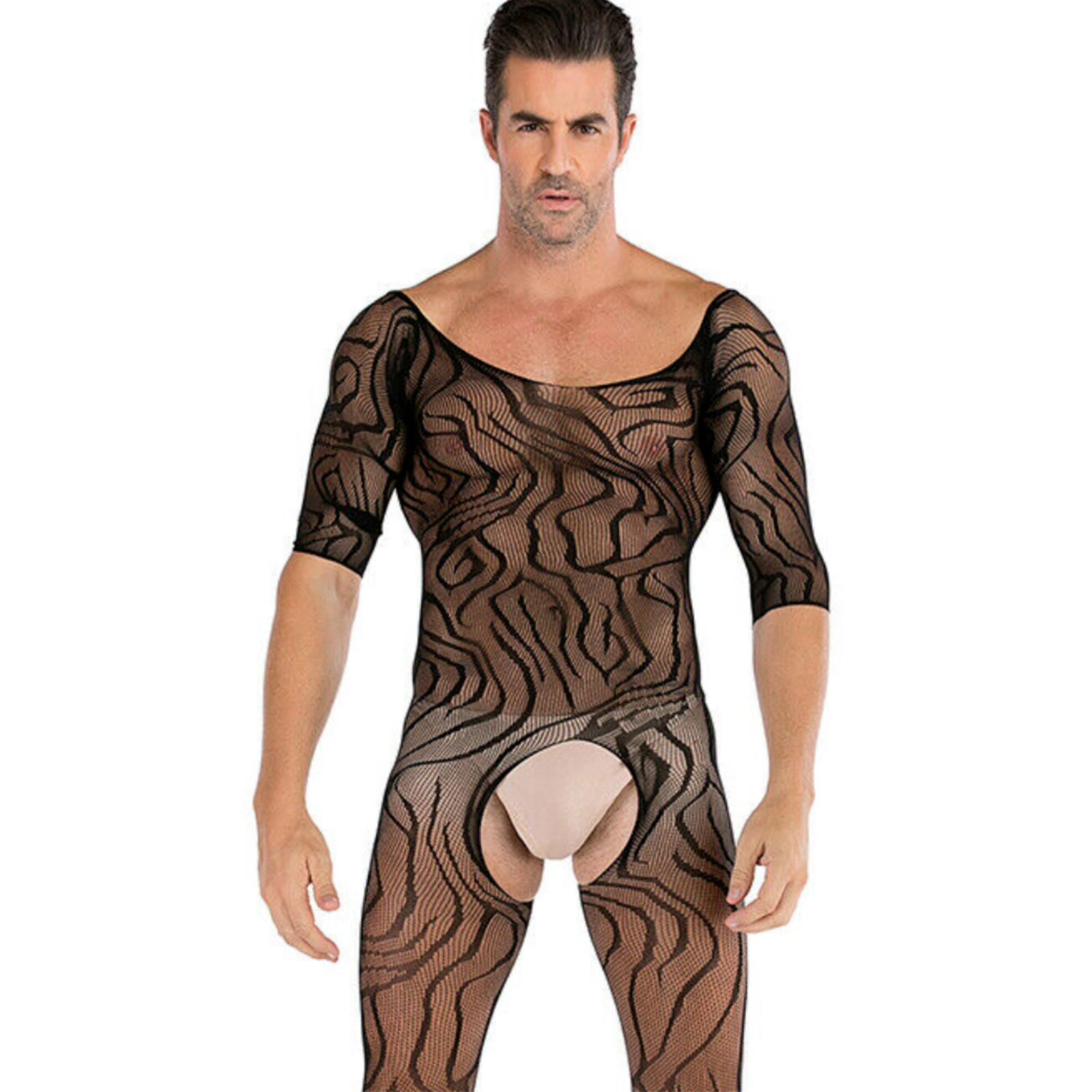 Mens Mesh Underwear Bodysuit Body stockings Sexy Full Figure Crotchless Lingerie image 5
