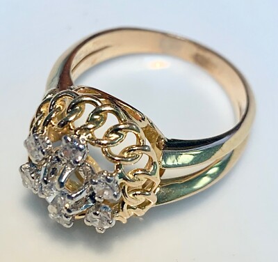 Bague Or 18 Carats Jaune - Sertie De Diamants 0.40 Carats - Poids 4.76 G - Taille 53 - Occasion