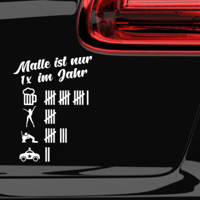 Koffer Auto Aufkleber Sticker Malle ist nur einmal im Jahr Mallorca Beach Urlaub