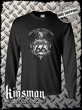 Route 66 American Tradition Eagle Long Sleeve T-Shirt Biker USA MC Front Print