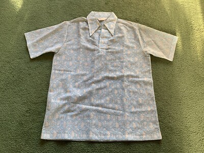 Vintage Men s Pebble Beach Of California Baby Blue & White Polo Shirt Size L