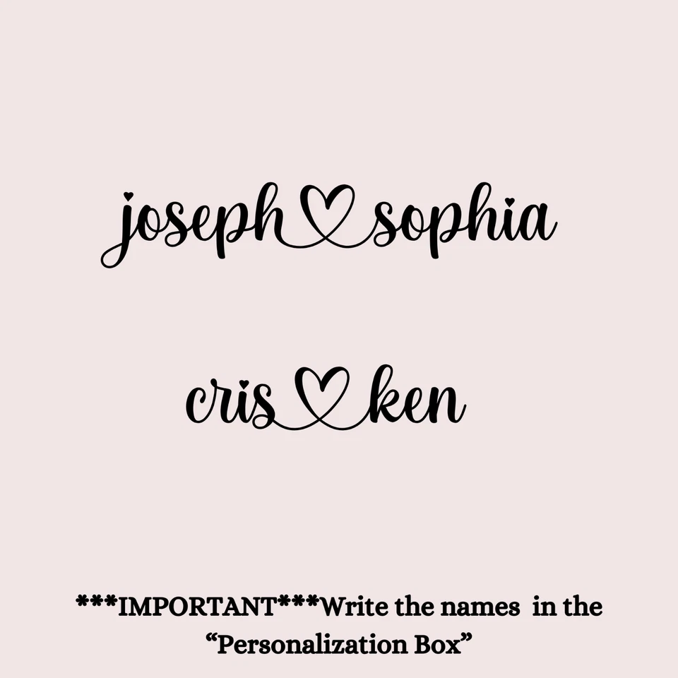 Calcomanía con nombre personalizada dos nombres pegatina letras compromiso boda aniversario Foto 4 de 4