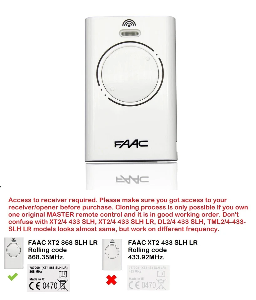 Telecomando 100% ORIGINALE FAAC XT2 868 SLH LR 787009 (Long Range) 868,35MHz. - Immagine 3 di 4