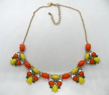 Charming Charlie Signed Multicolor Jewel Chunky Gold Tone 17" Jewelry Necklace