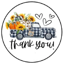 THANK YOU PLAID TRUCK ENVELOPE SEALS LABELS STICKERS PARTY FAVORS