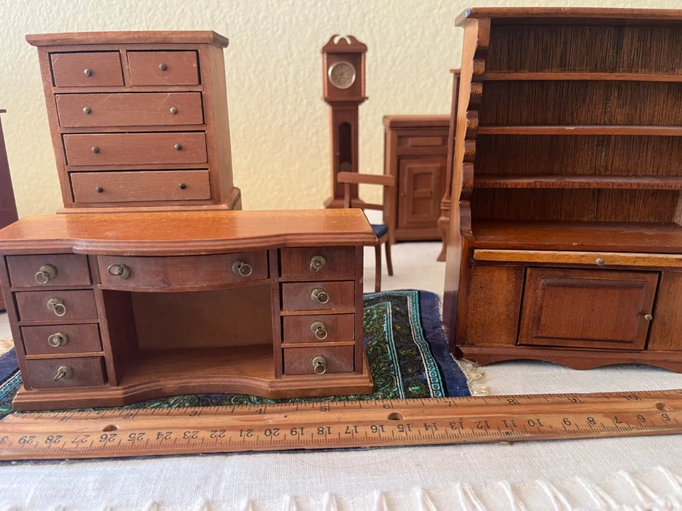 Juego grande de muebles de muñeca de madera Shackman vintage 11, 1:12 algunos raros Japón años 60 Foto 4 de 4