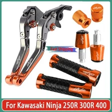 4PCS For Kawasaki Ninja 250R 300R 400 Handle Grips Cap Brake Clutch Levers Set