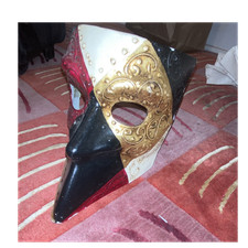 AUTHENTIC FROM ITALY Venetian Mask Black Red Gold White Decorative Glossy
