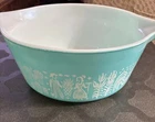 Vintage Pyrex Turquoise Blue Amish Butterprint Casserole Dish 2.5 QT 475-BNo Lid