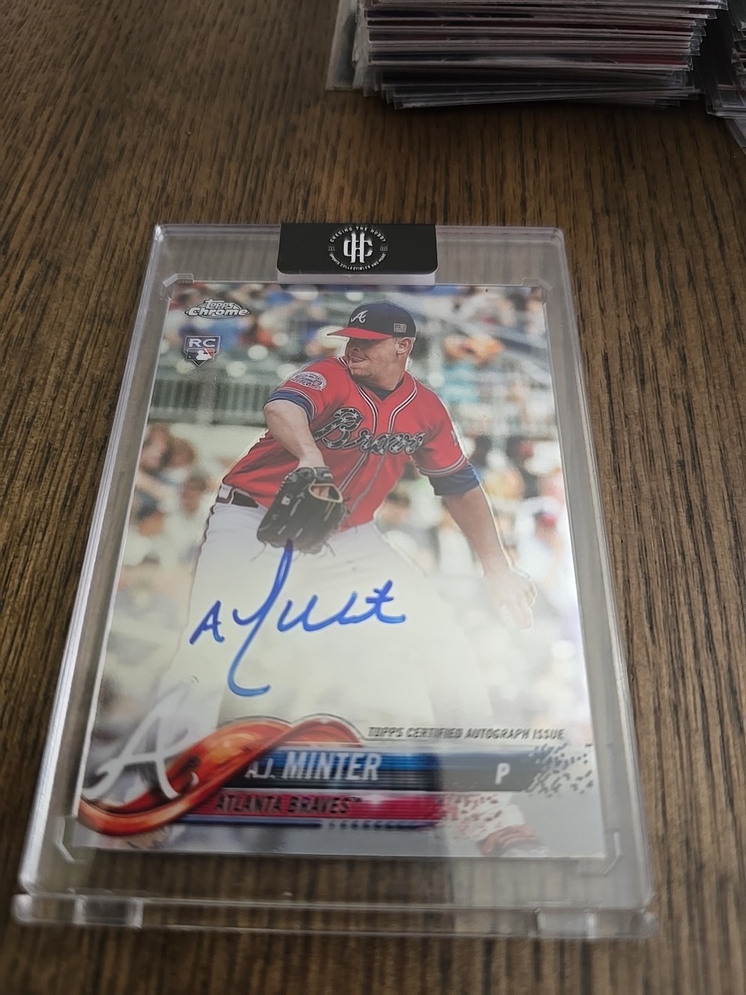 2018 Topps Chrome - Rookie Autographs A.J. Minter #RA-AM (AU, RC)