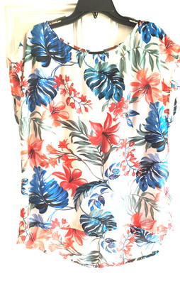 W5 Blouse - S - Ballet Neck, Extended Shoulder Cap Sleeves, Curved Hi/Lo Hem