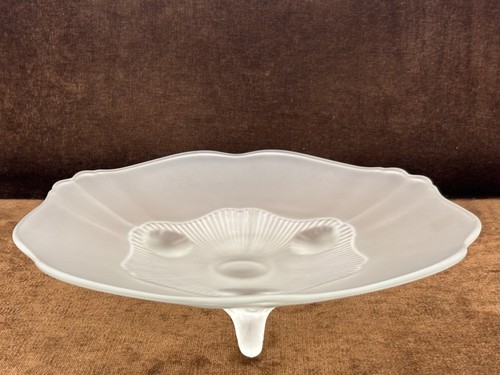Vintage Lancaster Glass Frosted Depression 10” 3-Toed Serving Tray / Orange Bowl - Picture 7 of 24
