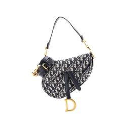 Christian Dior Saddle Handbag with Strap Oblique Canvas Medium