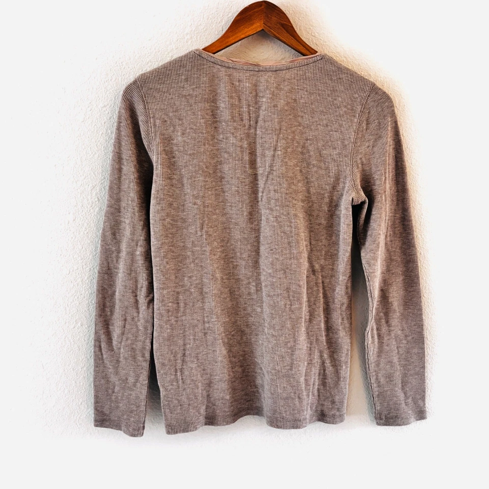 Top Henley tejido gofre encaje ganchillo Eddie Bauer Y2K para mujer talla M boho preppy Foto 2 de 4