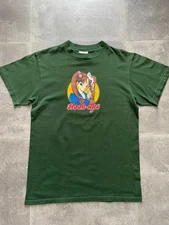 Hook Ups Vintage 00s Skate T-Shirt Dark Green Anime Graphic New