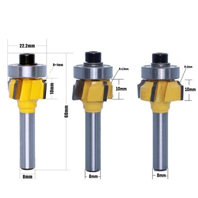 R1R1 5R2 Woodworking Milling Cutter with 4 Teeth Router Bit 8mm Shank Included