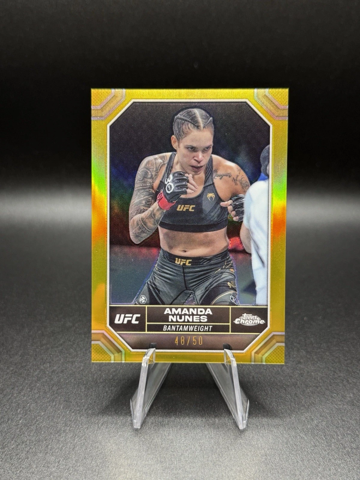 2024 Topps Chrome UFC - Gold Refractor #15 Amanda Nunes /50 (FEMALE GOAT)