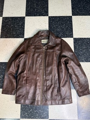 Wilsons Leather M Julian Brown Genuine Leather Quilted Lined Jacket Mens L