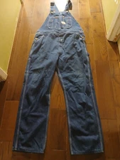 Roundhouse  Low Back  Distressed Denim Blue  Bib Overalls Size 38/32