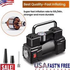 12V Auto Heavy-Duty Portable Air Compressor Car Tire Inflator Electric Pump New