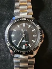 VINTAGE TIMEX 1980 SPORT DIVER DATE MECHANICAL WIND UP MEN'S SS BRACELET WATCH