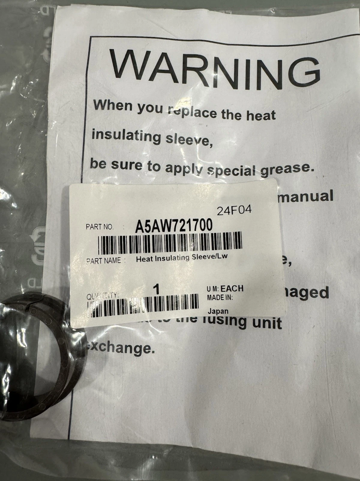 Konica Minolta Heat Insulating Sleeve/Lw A5AW721700 Brand New 2