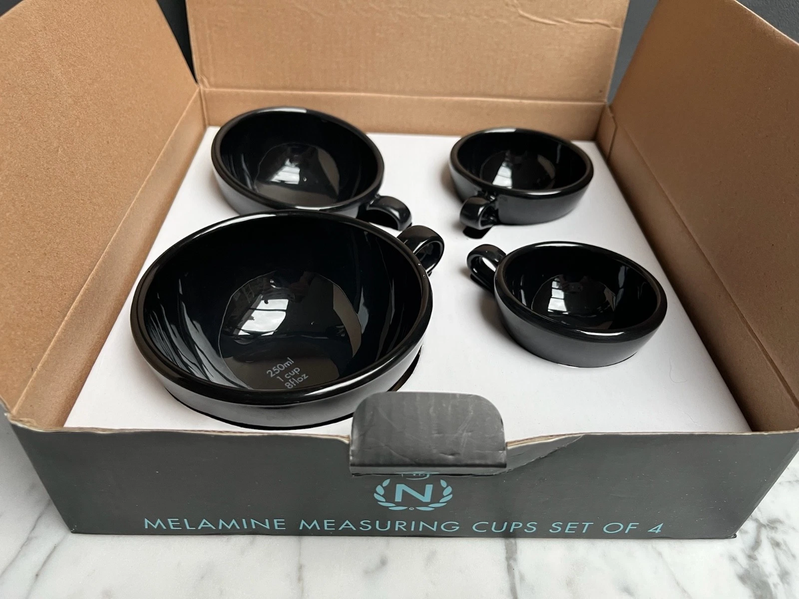 Nigella Lawson 4 Measuring Cups Black Melamine designed by Sebastian Conran