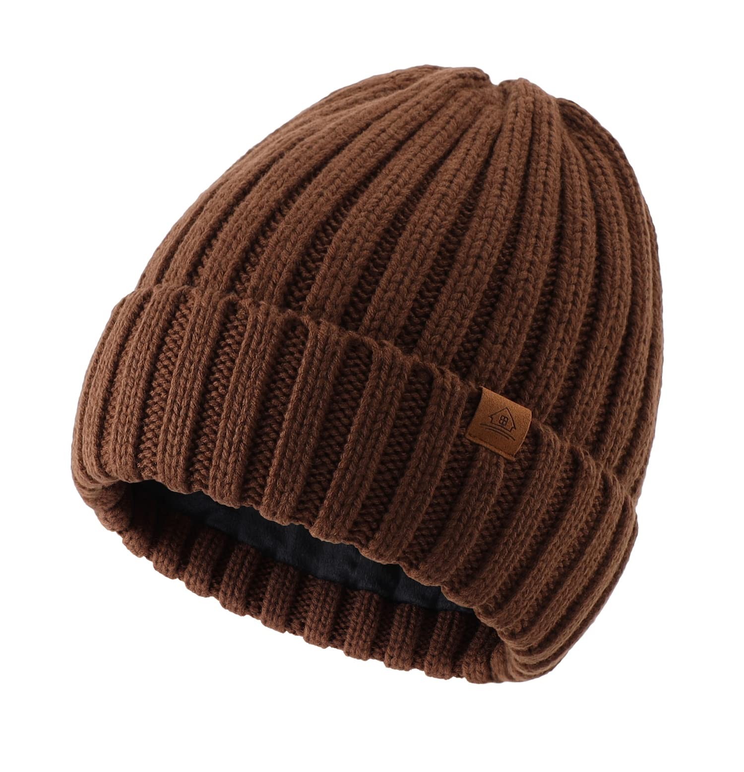 Mens Winter Wool Fleece Lined Knit Beanie