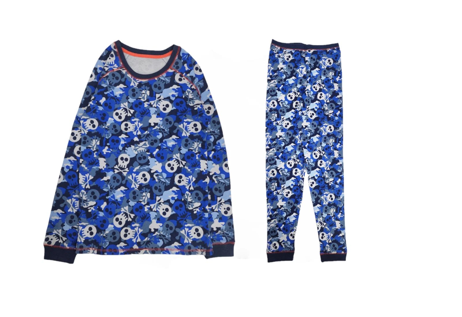 M&S Kids Thermal Vest & Long Johns Set – Blue Skull Camo Print