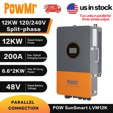 12KW 48V Solar Hybrid Inverter 120/208/240V Split Phase 200A MPPT Charge 13200W