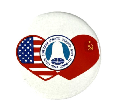 Soviet Peace Committee 1988 Pin Moscow Summit US-USSR Regan Gorbachev Talks 2.5''
