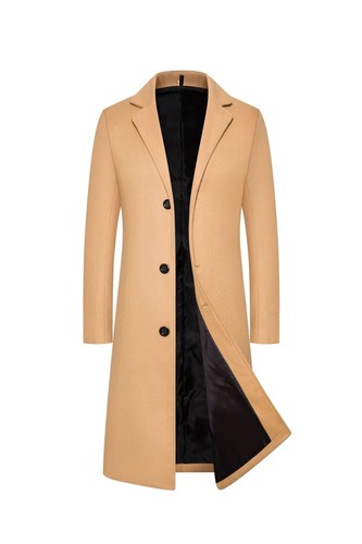 Men's Mid-Length Wool-Like Cotton Coat - Fall/Winter Thickened Overcoat - Picture 15 of 15