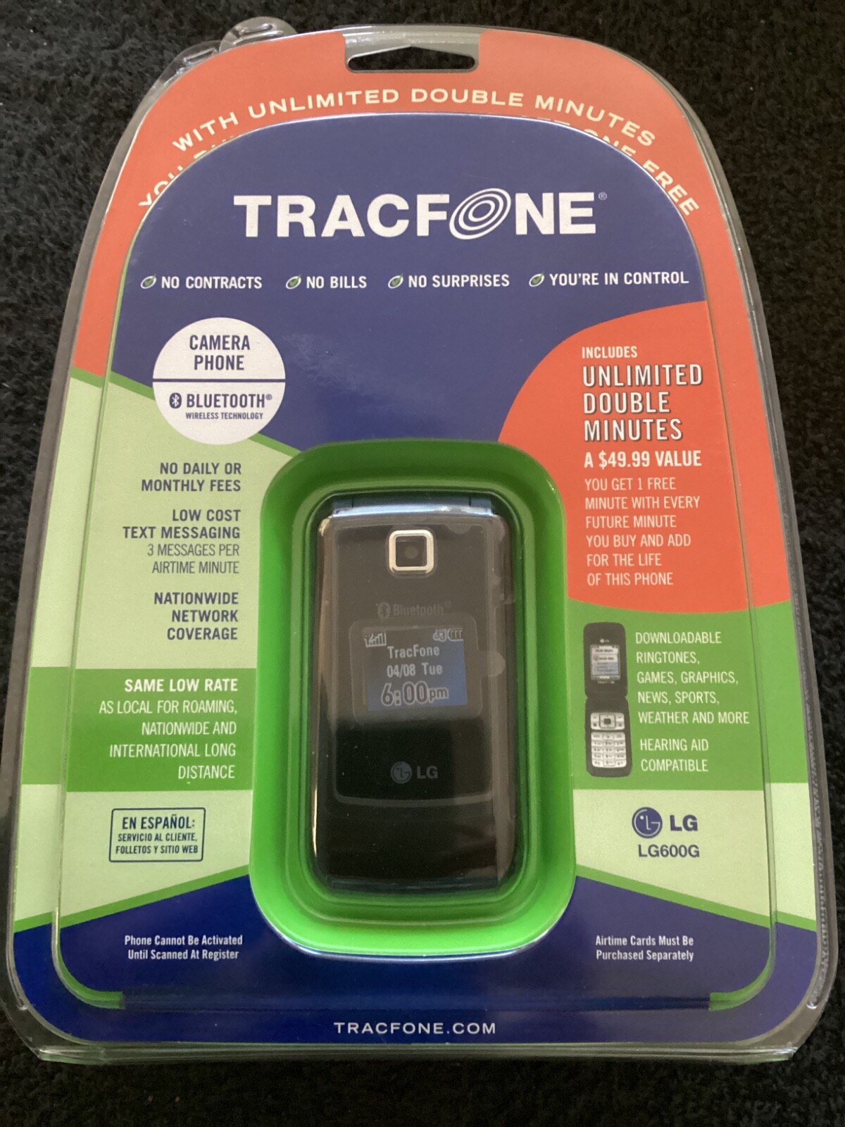New LG 600G Tracfone No Contract Cell Phone Not Scanned For 