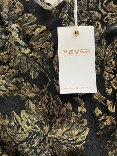 Fever Black Over Gold Lace Pencil Dress Occasion Evening Party Christmas UK12 - Picture 4 of 4