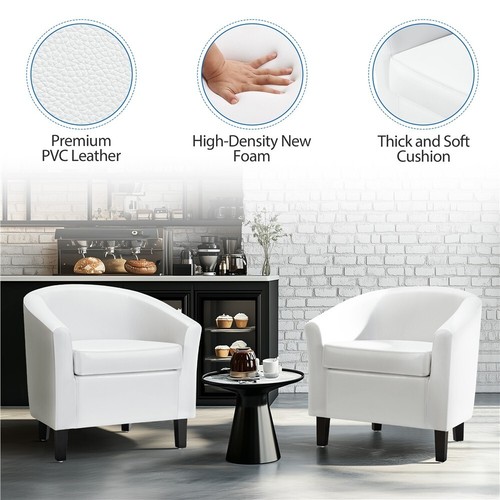 WHITE Tub Chair Armchair Boucle Club Chair for Living Room Dining Reception - Picture 13 of 15