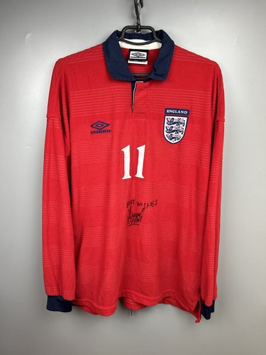 Umbro England 2001 Away Football Shirt Jersey #11 Long Sleev Vintage Size XL