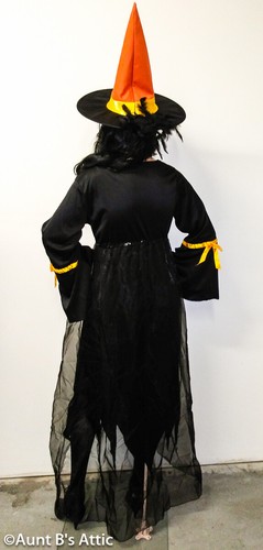 Witch Costume Quality 3Pc Blk/Orange Ladies Plus Size Dress Choker & Hat - Picture 3 of 4
