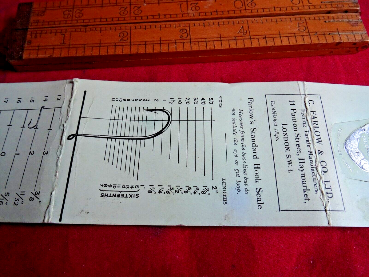 CARTE ANCIENNE C FARLOW STANDARD ÉCHELLE CROCHET DE PÊCHE