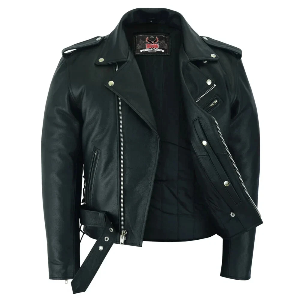 Premium Mens Brando Classic Bikers Leather Motorcycle Jacket With 2 Gun Pocket
Opens in a new window
