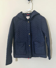 Girls Crewcuts J.Crew Quilted Barn Jacket with Hood - Size 14 Navy Blue