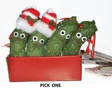 Transpac Big Eyes Green Pickle Garden Veggie Fortune Christmas Ornament 5.5" H