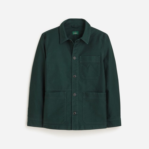 new-jcrew-mens-cotton-moleskine-chore-jacket-size-large-dark-green-nwt