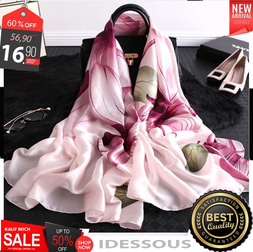 Seidenschal Damen - Leichter Hijab Mit Blumendruck
