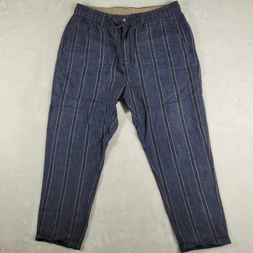 Kidoriman Pants Men's XXL Blue Strip Elastic Waist Japanese Streetwear Casual