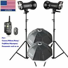 US 800w 2x Godox SK400II 400W 2.4G Studio Flash Strobe Light Head Kit f Wedding