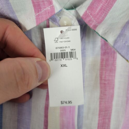 NUEVO CON ETIQUETAS GAP Arco Iris 100% Lino Camisa Novio Playa Costera Abotonada Top TALLA XXL - Imagen 3 de 12