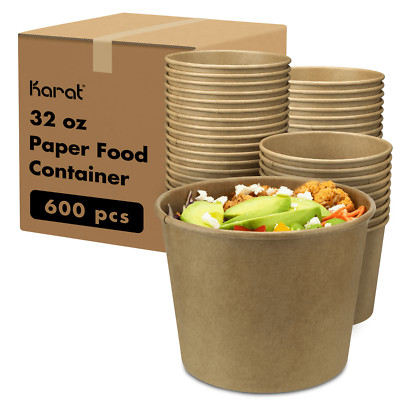 Karat 32oz Paper Cold/Hot Food Container, Kraft - 600 pcs, C-KDP32K
