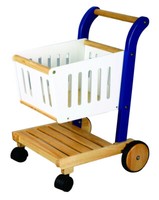 Einkaufswagen Blau Weiß Supermarkt Kaufladen 40X42X58Cm Lauflernwagen Holz